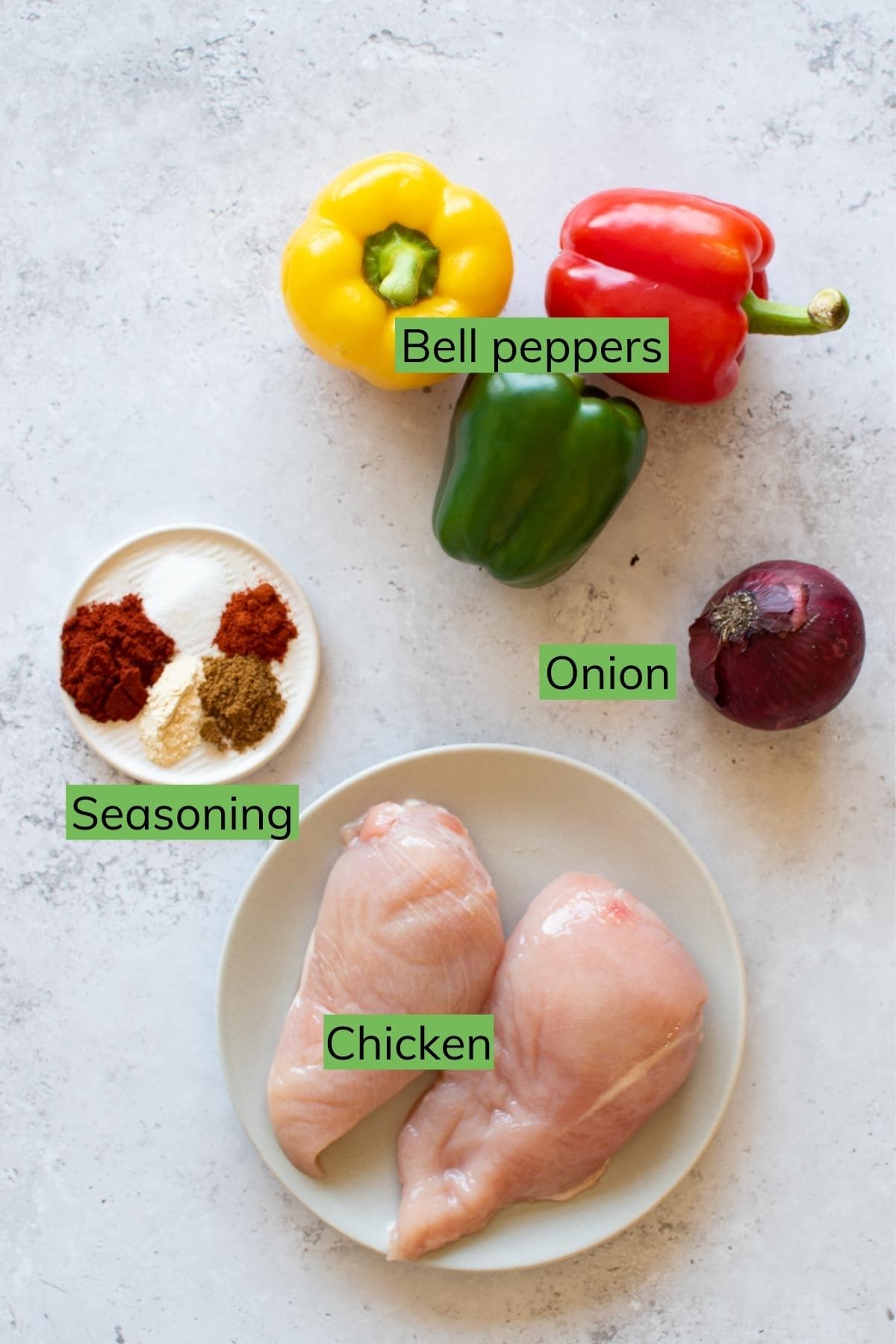 Ingredients for fajitas.