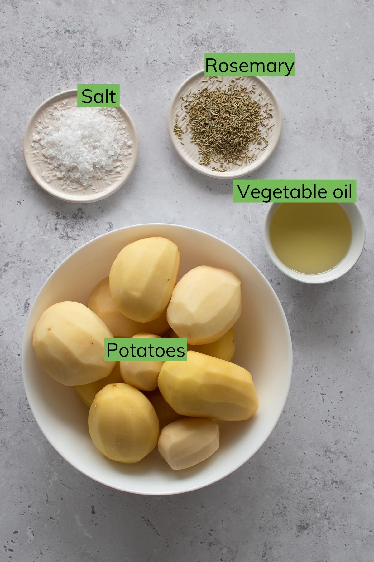 Ingredients to make crispy roast potatoes.