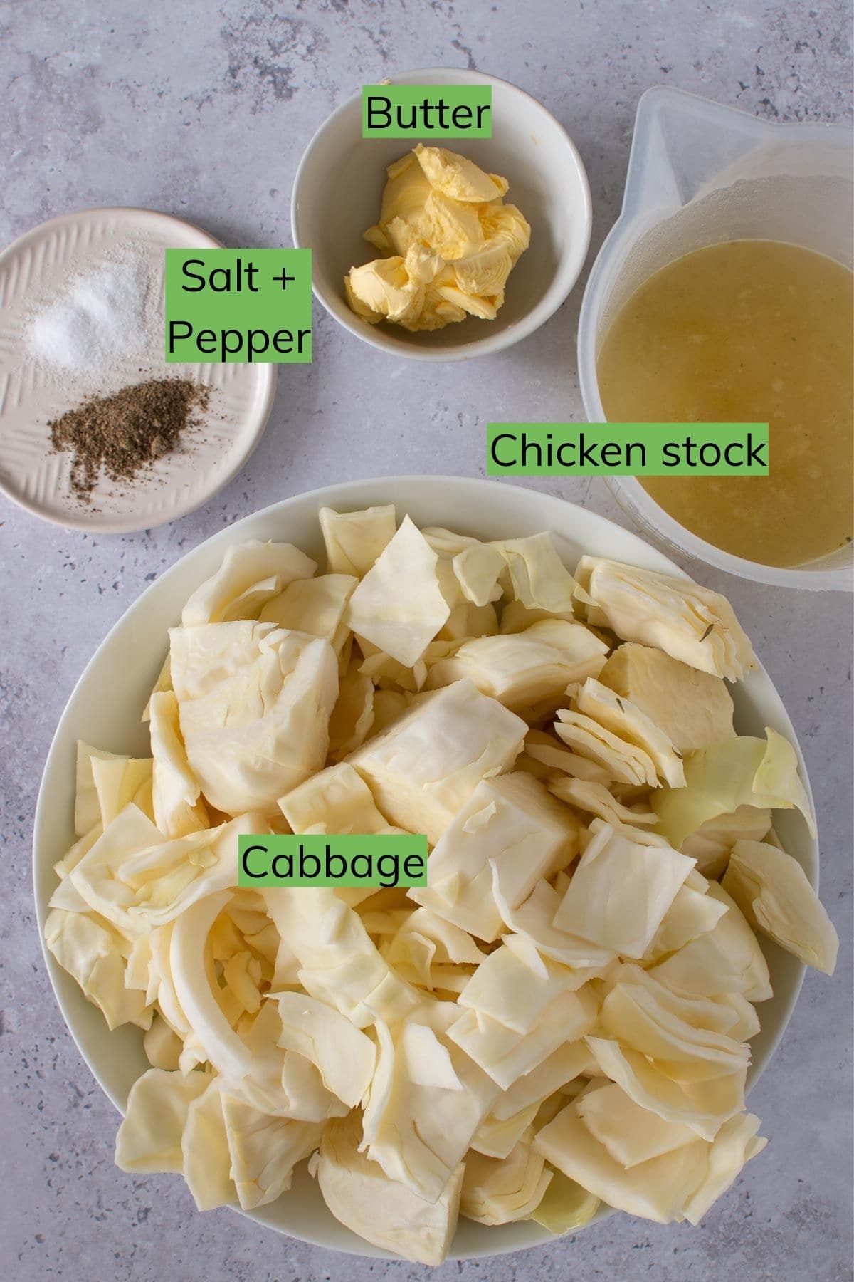 Ingredients to cook cabbage in the Instant Pot.