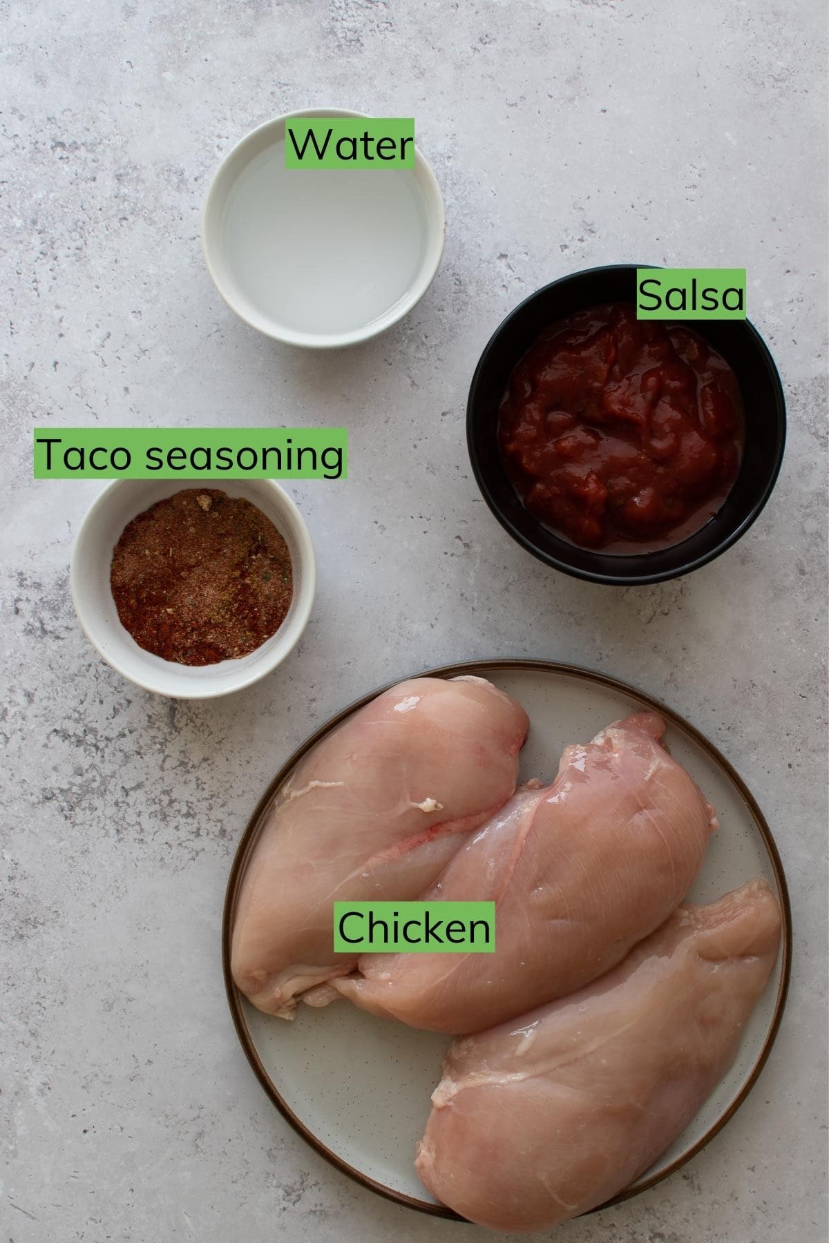 Salsa chicken ingredients.