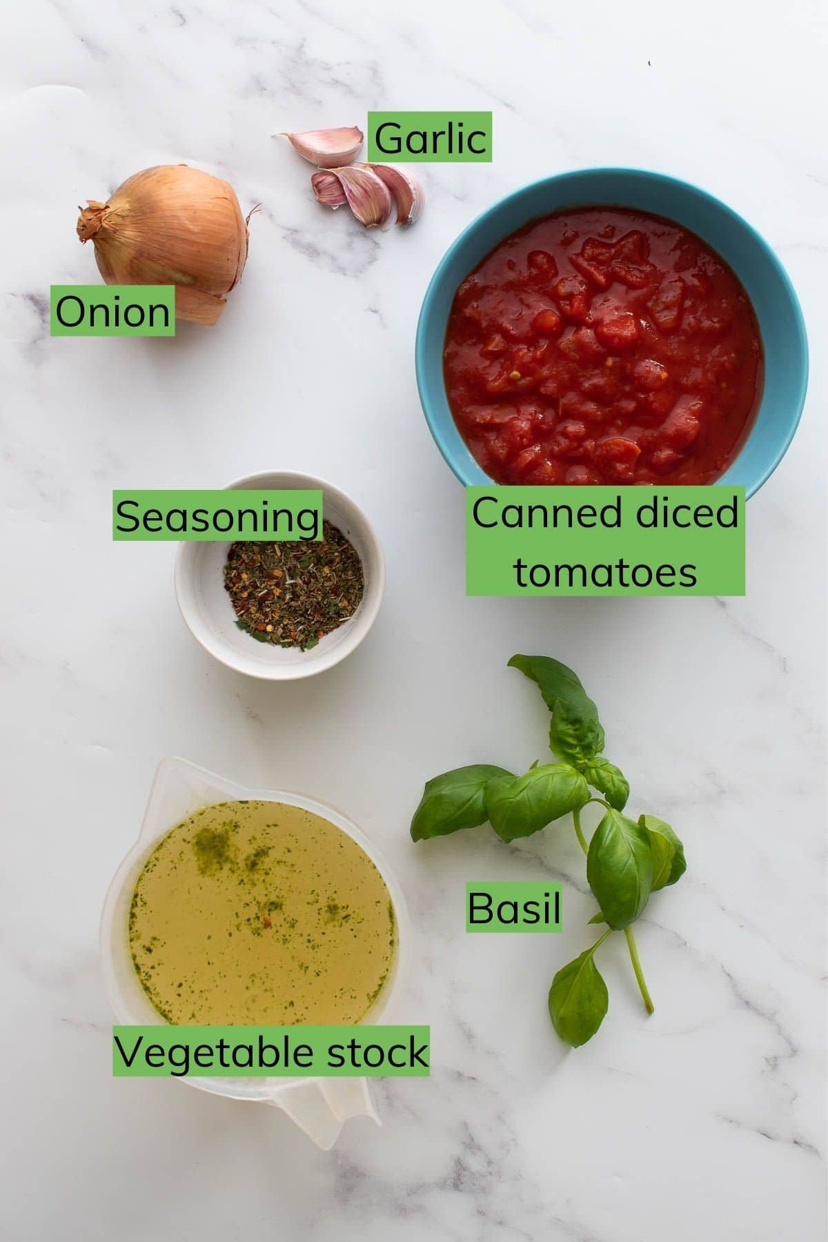 Instant pot tomato soup ingredients.