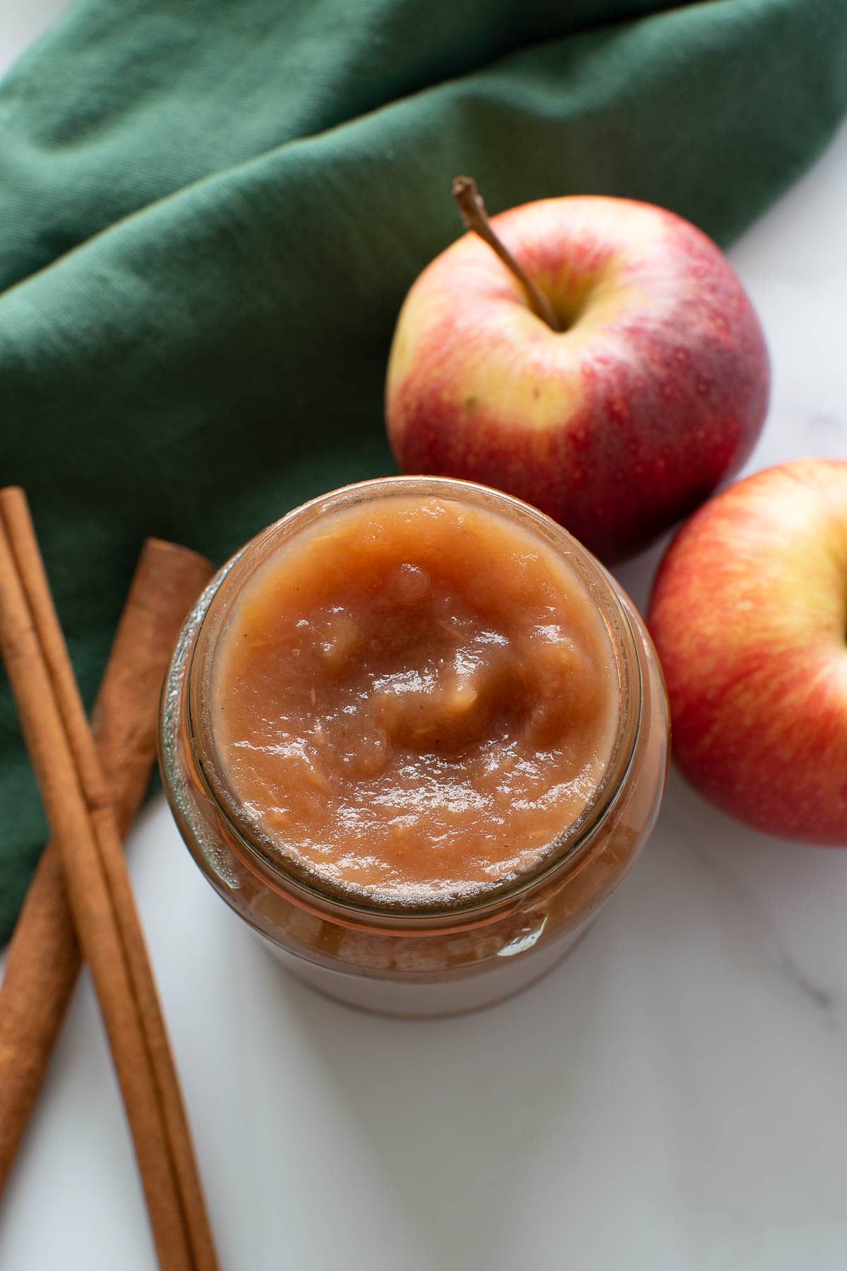 Mason jar with pressure cooked apple butter.