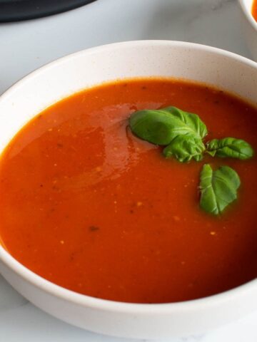 Instant Pot tomato soup with basil.