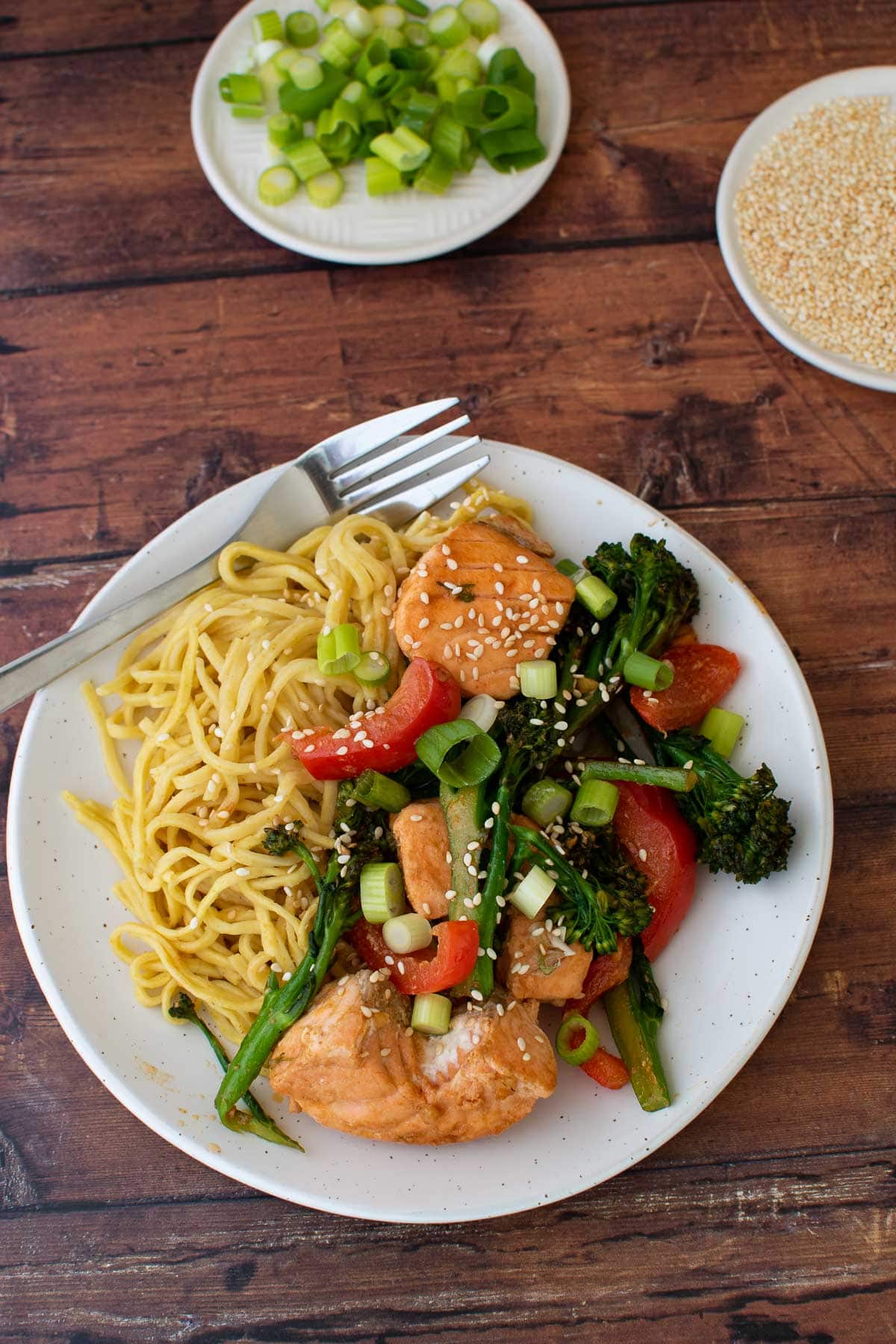 Broccoli and salmon stir fry.