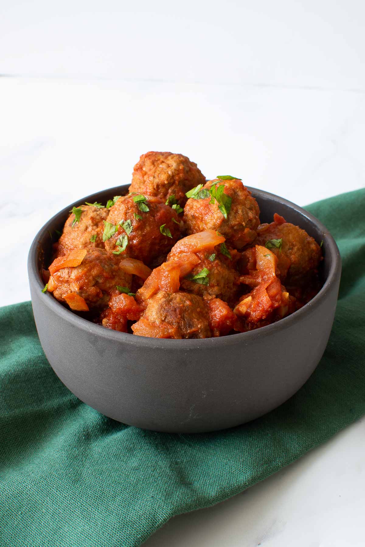 Bowl with Spanish meatballs tapas.