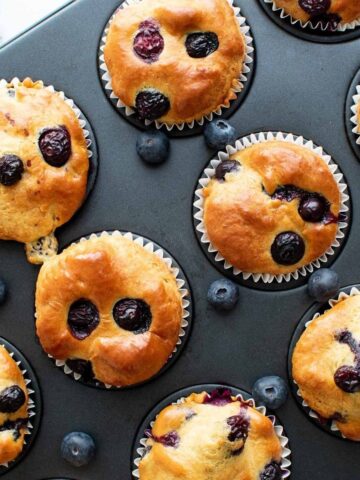 Blueberry protein muffins.