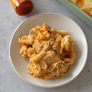 Buffalo chicken pasta bake.