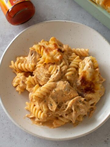 Buffalo chicken pasta bake.