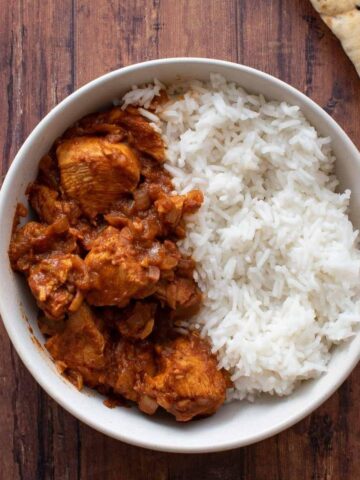 Chicken rogan josh with rice.