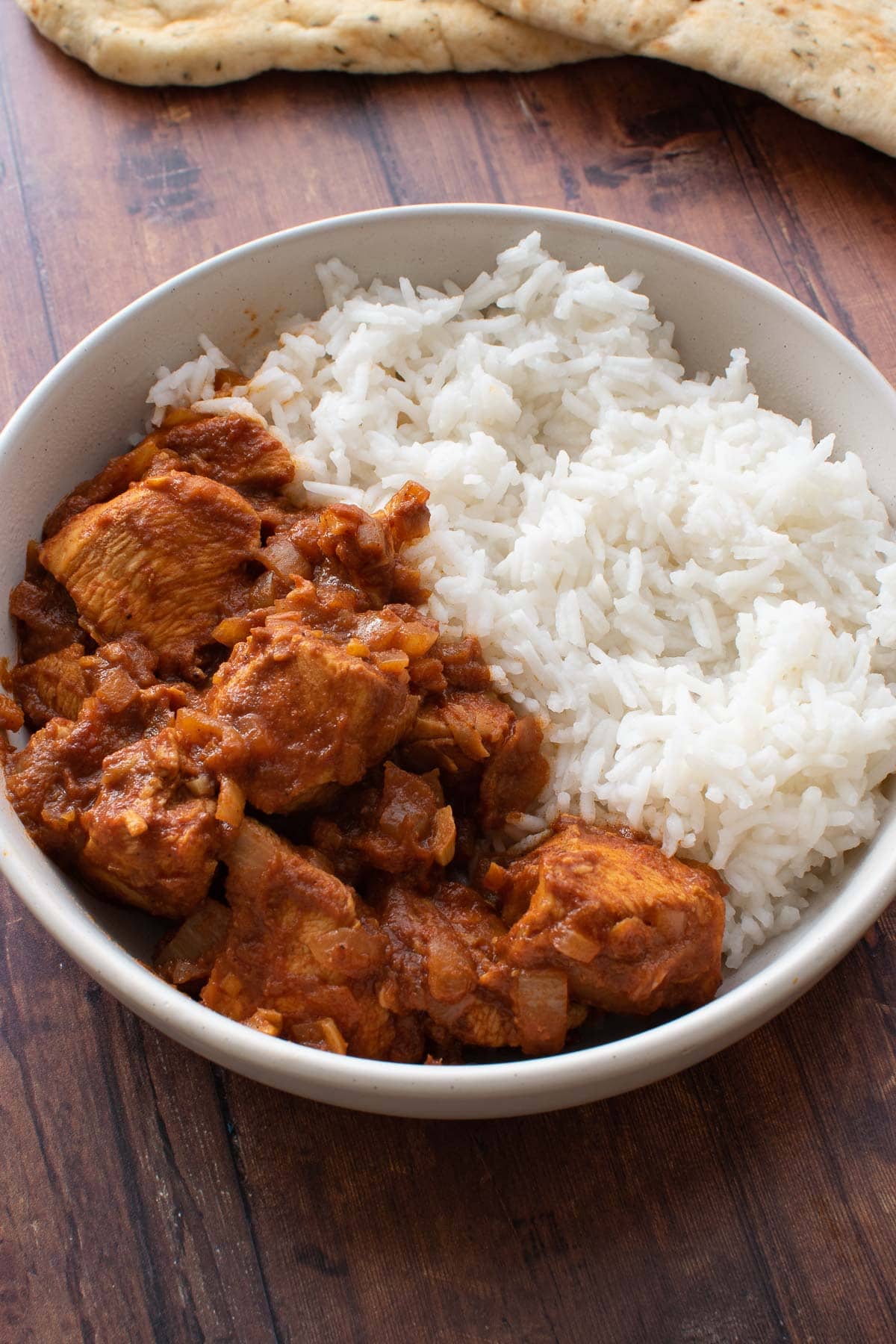 Chicken curry and rice.