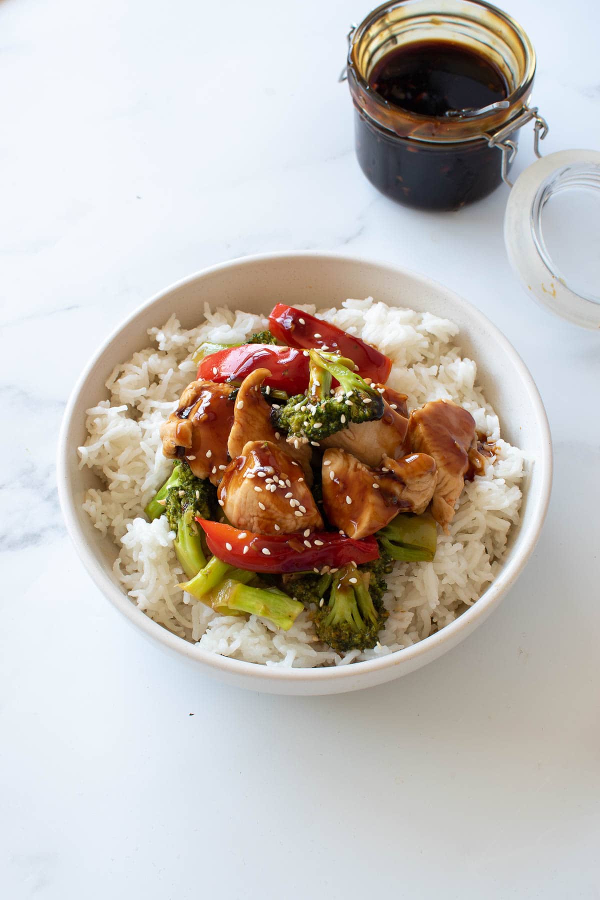 Teriyaki stir fry, and teriyaki sauce.