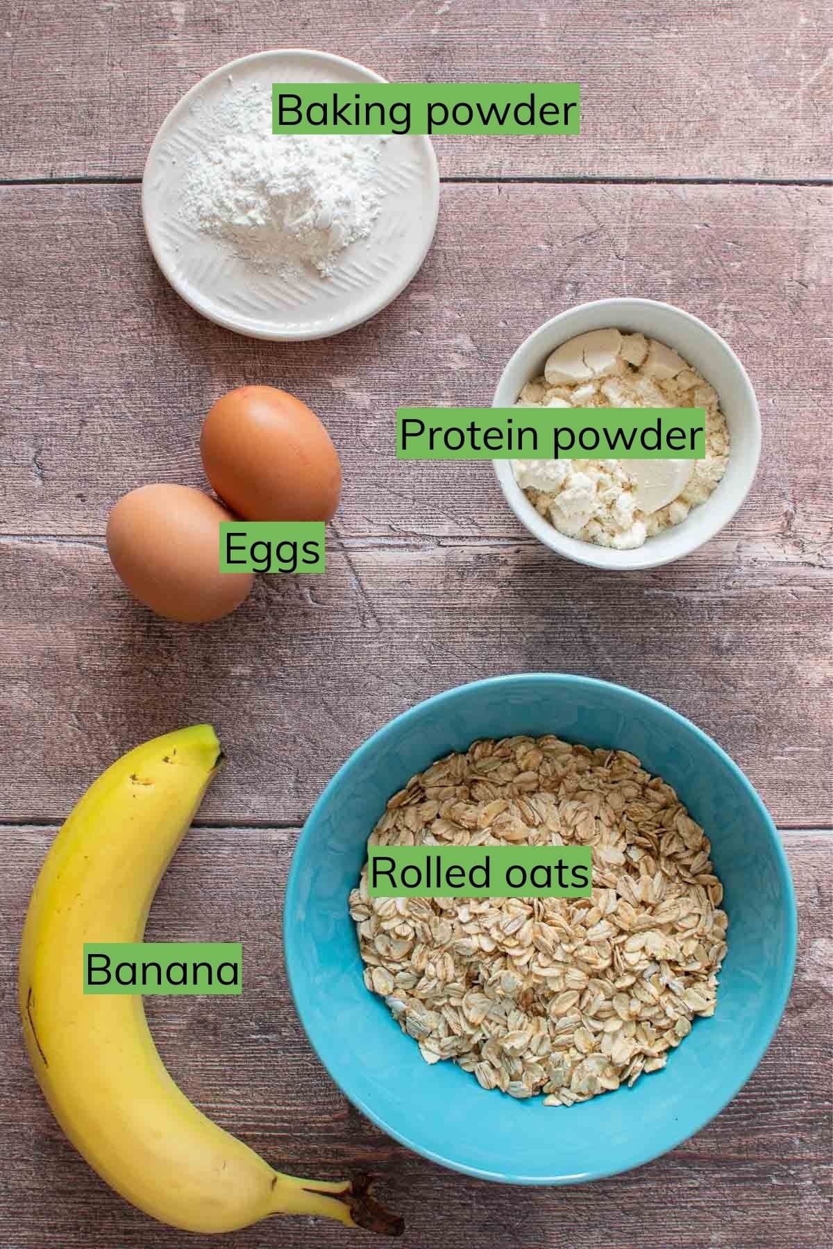 Banana protein pancake ingredients.