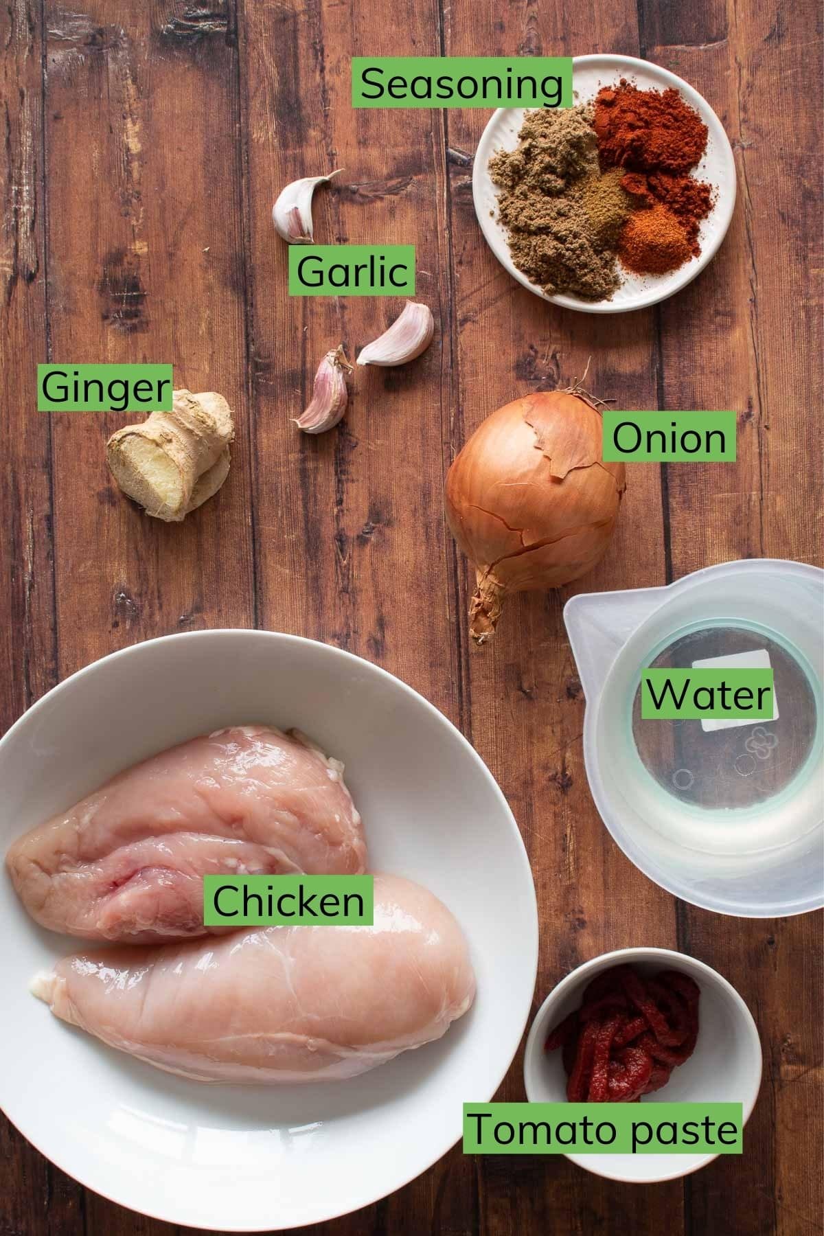 Ingredients for chicken rogan josh.