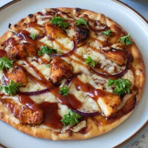 BBQ chicken flatbread.