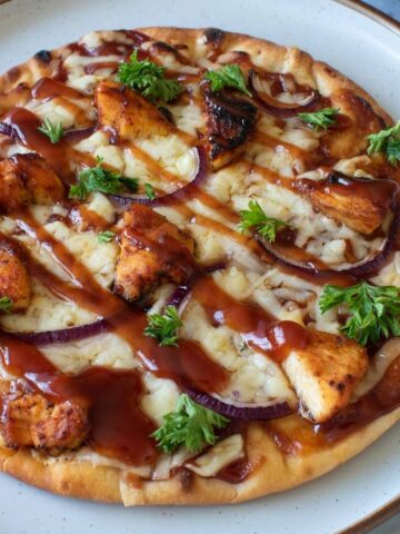 BBQ chicken flatbread.