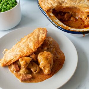 A plate of chicken chorizo pie.