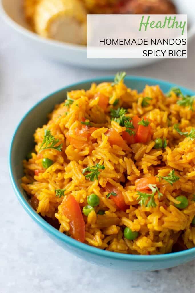 Close up of a bowl of Nandos spicy rice.