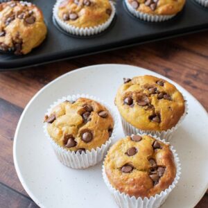 A plate of protein pumpkin muffins.