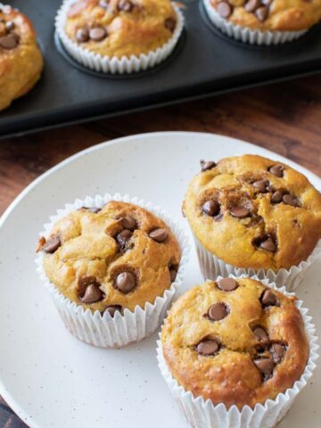 A plate of protein pumpkin muffins.