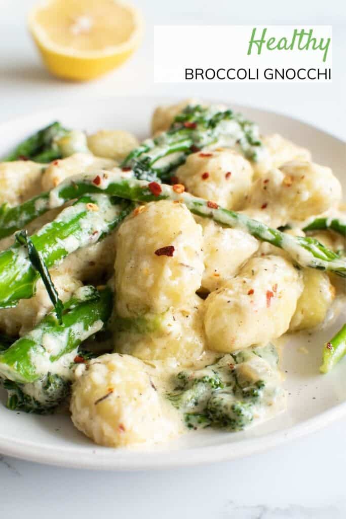 Close up of broccoli gnocchi.