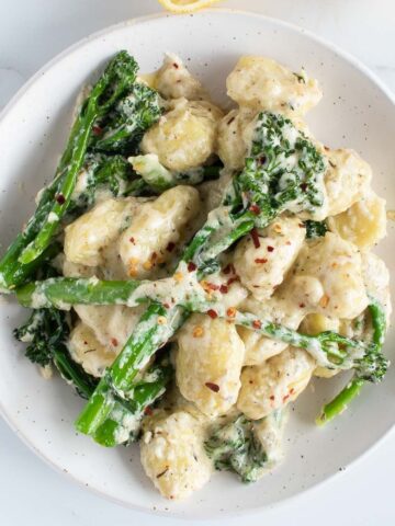 Creamy broccoli gnocchi.