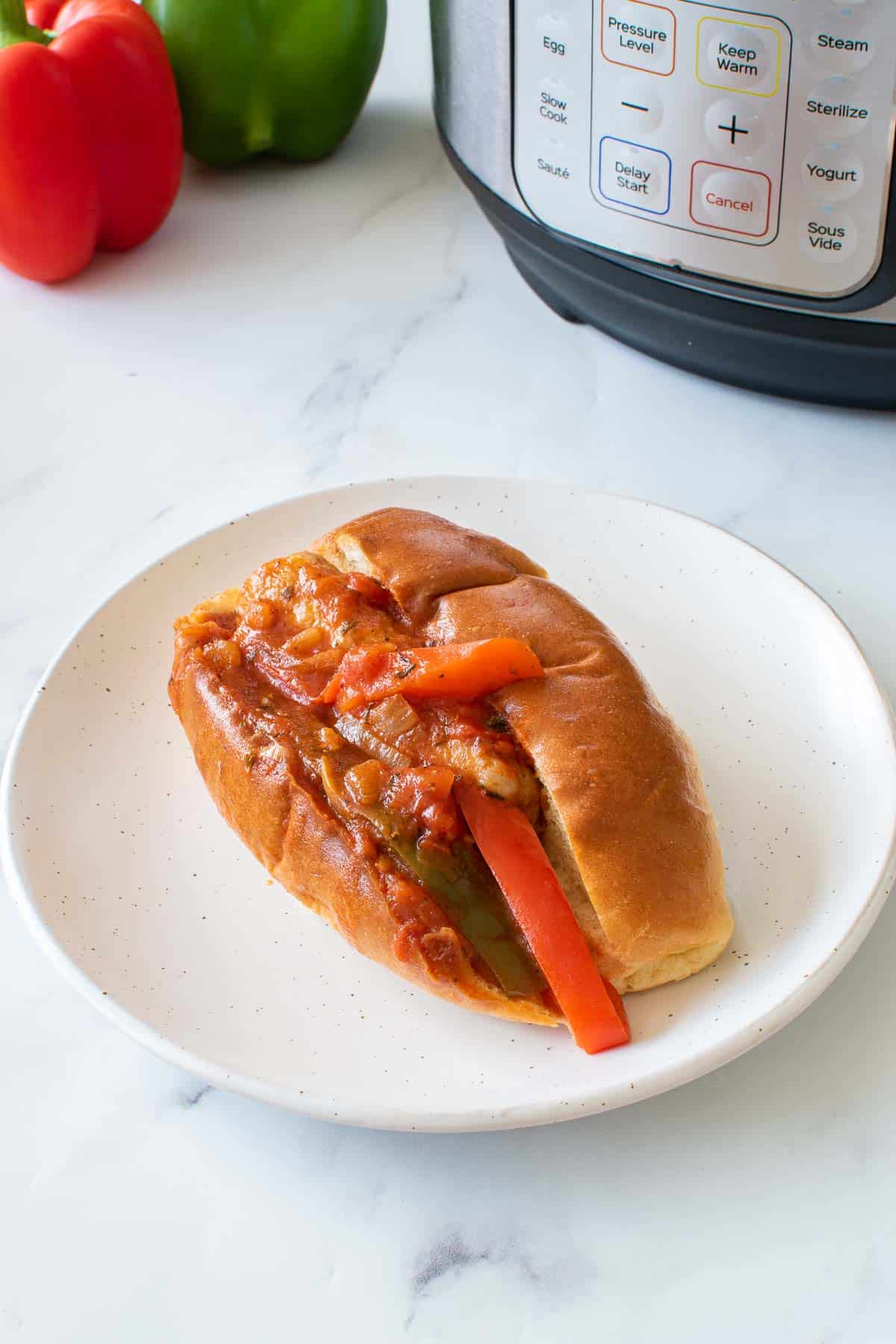 Sausage and pepper sandwich.