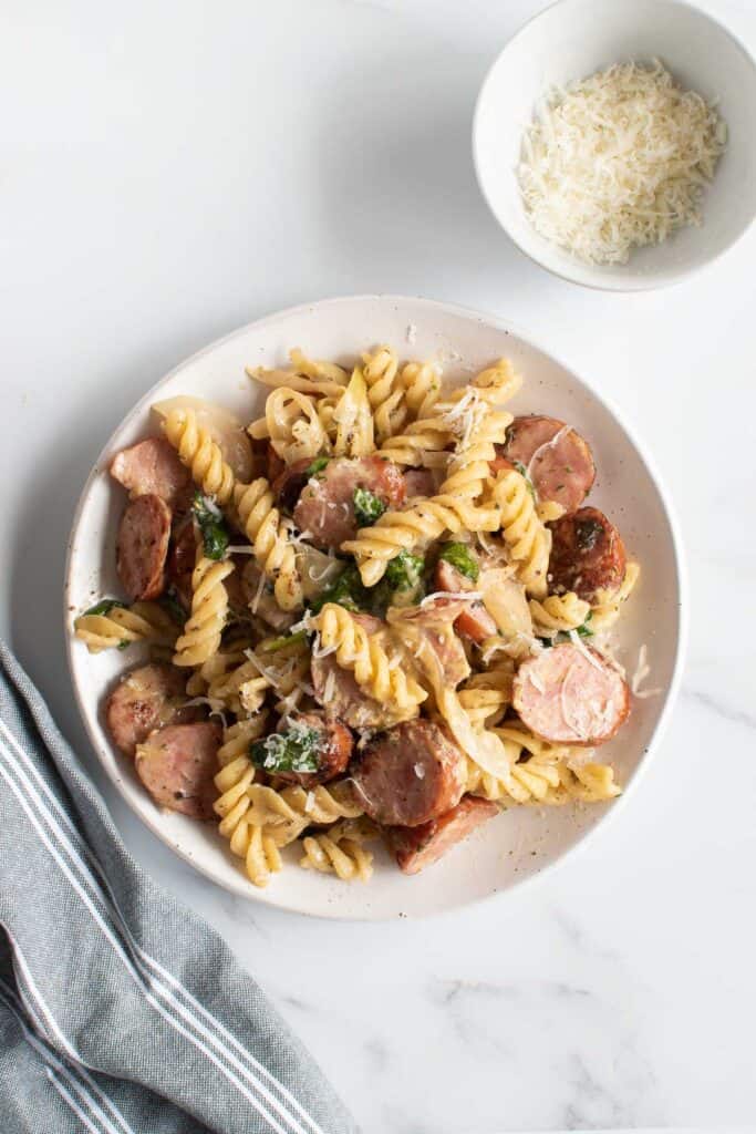 15-Minute Kielbasa Pasta - Hint of Healthy