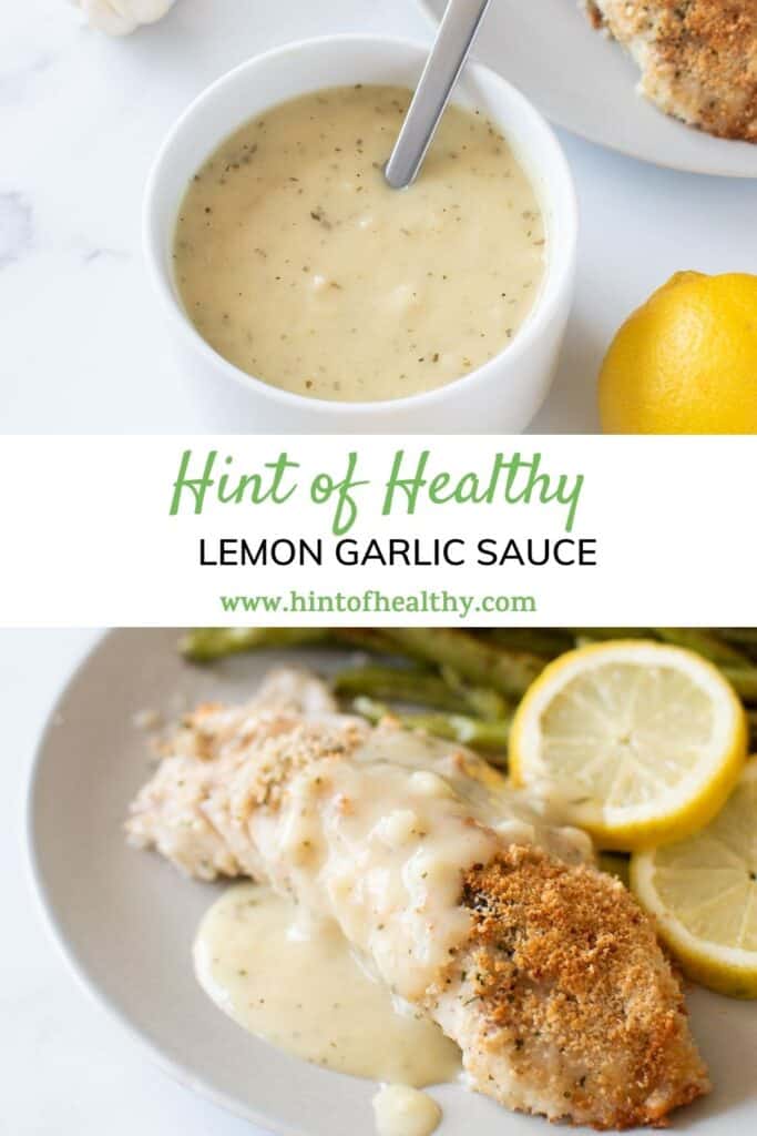 Lemon and garlic sauce on fish.