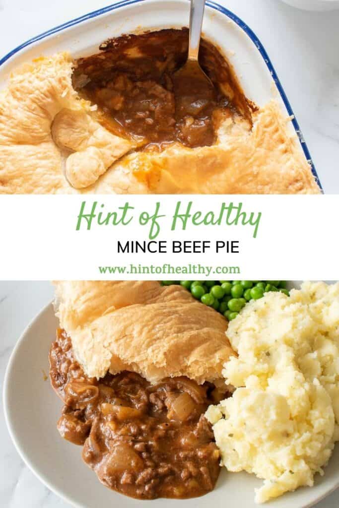 Mince beef pie on a plate.