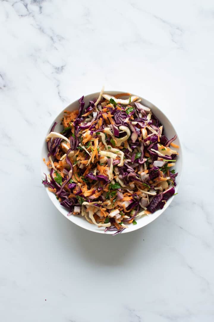 No Mayo Coleslaw (Whole30 + Keto + Vegan) Hint of Healthy
