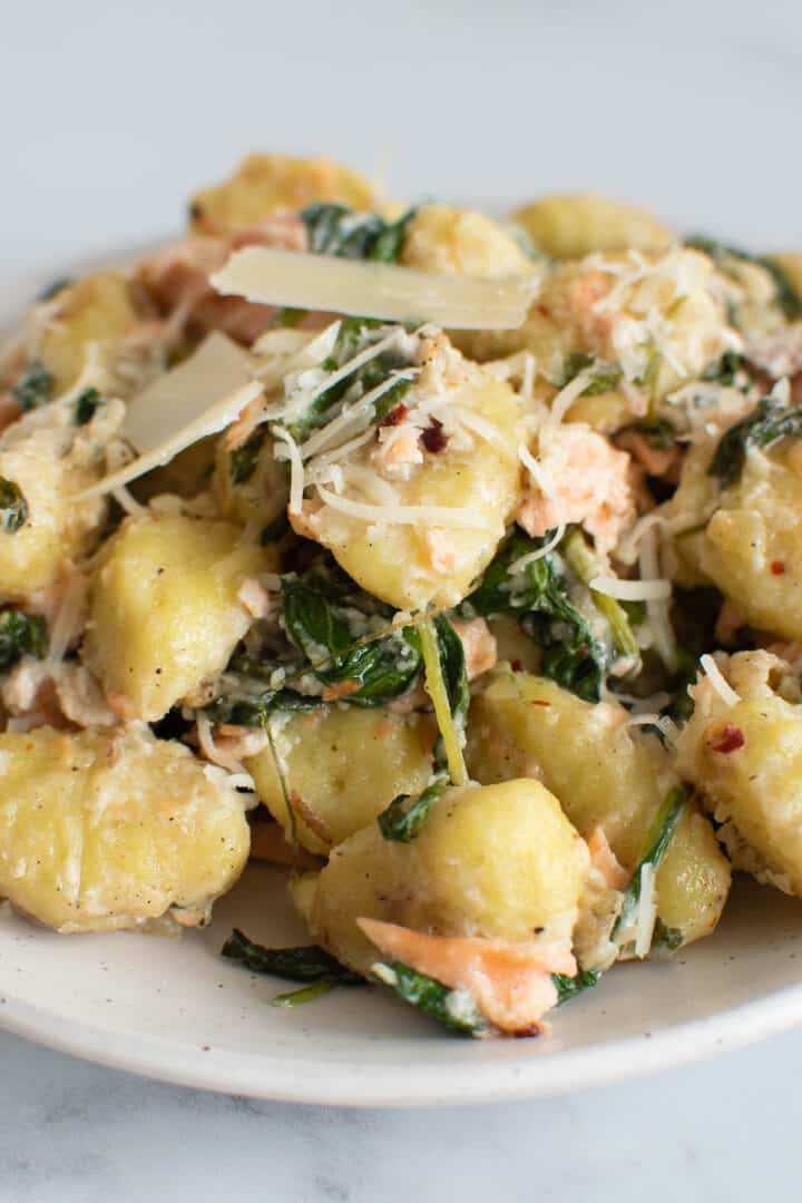 Salmon Gnocchi (Easy 10Minute Dinner) Hint of Healthy