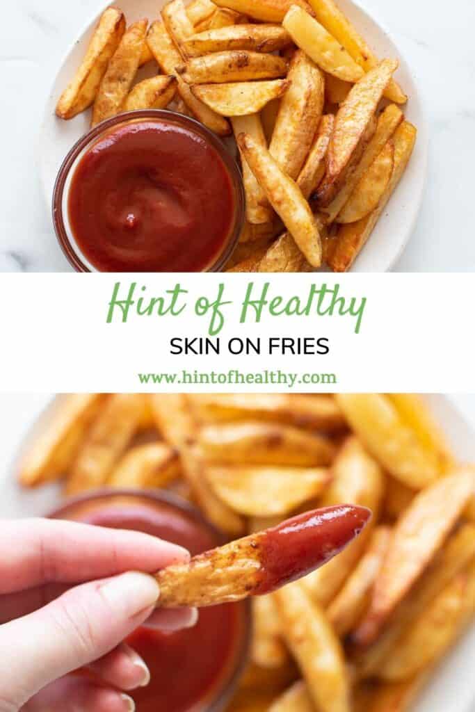 Two photos of crispy baked fries.