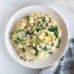 Smoked haddock risotto on a plate.