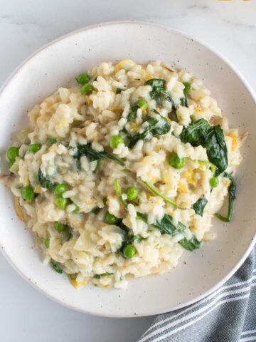 Smoked haddock risotto on a plate.