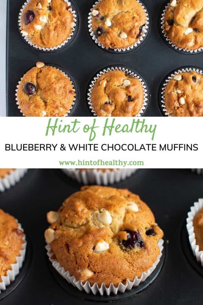 Blueberry and white chocolate muffins.
