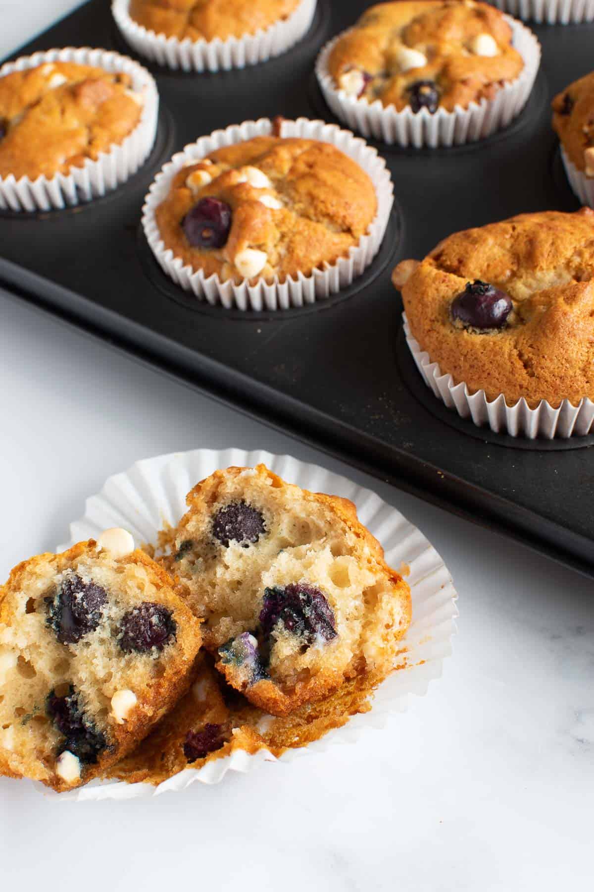 Easy Air Fryer Muffins (Blueberry & White Chocolate) - Effortless