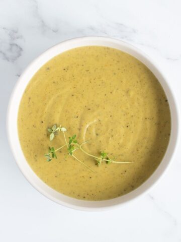 Creamy broccoli and cheddar soup.