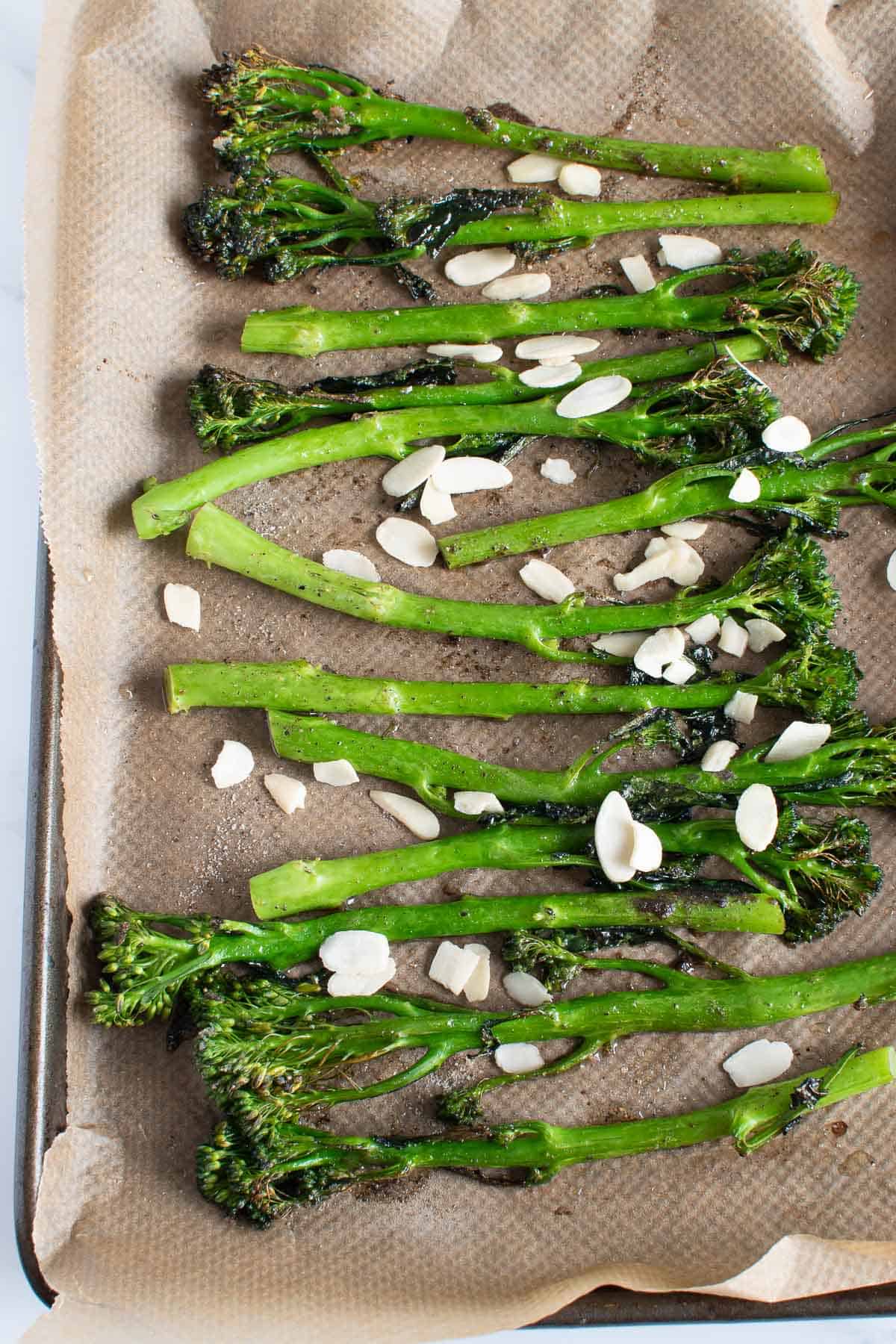 Roasted tenderstem broccoli and almonds.