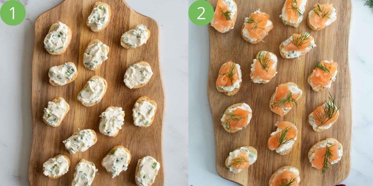 Step by step showing how to make easy salmon canapes.