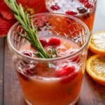 Christmas morning punch with cranberries.