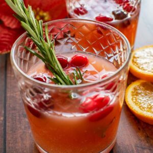 Christmas morning punch with cranberries.