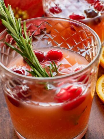 Christmas morning punch with cranberries.