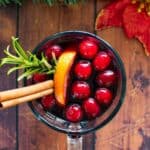 Mulled wine with cranberry and orange.