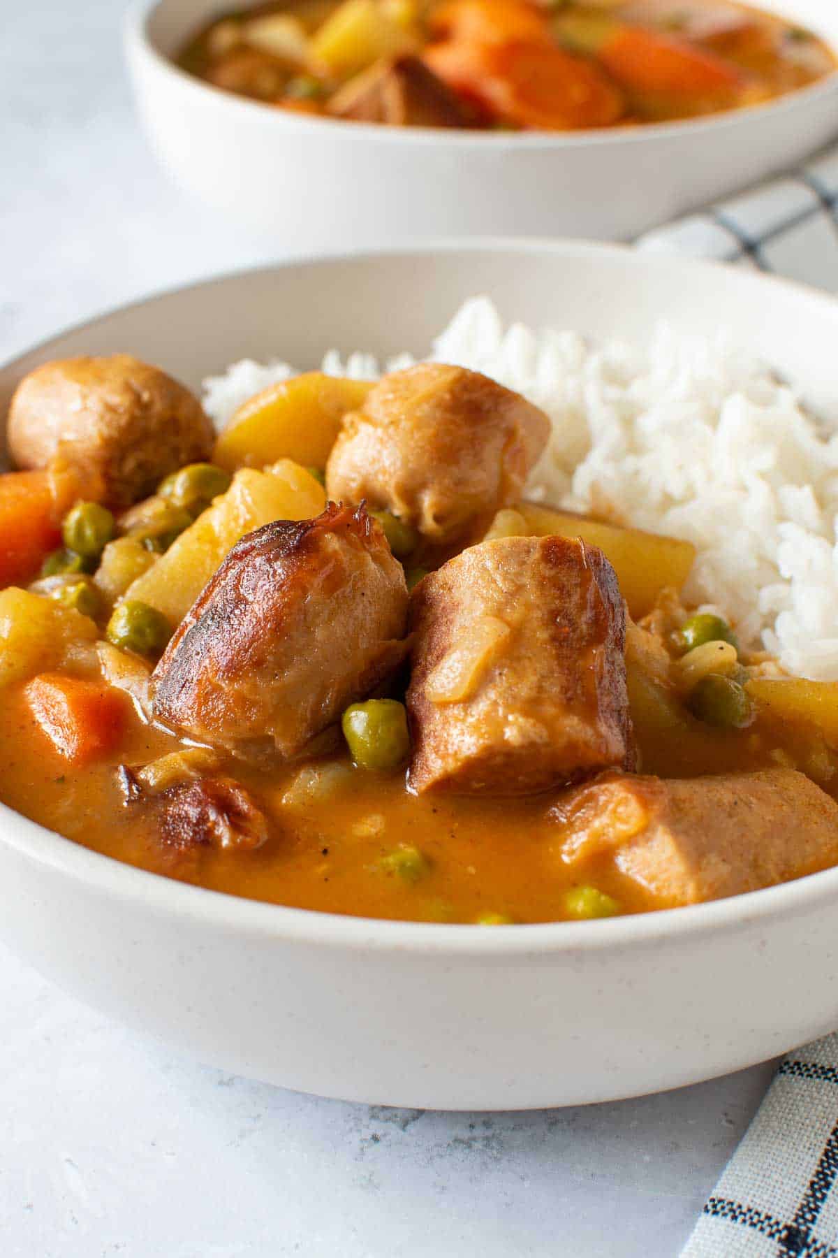 Curried sausage stew.