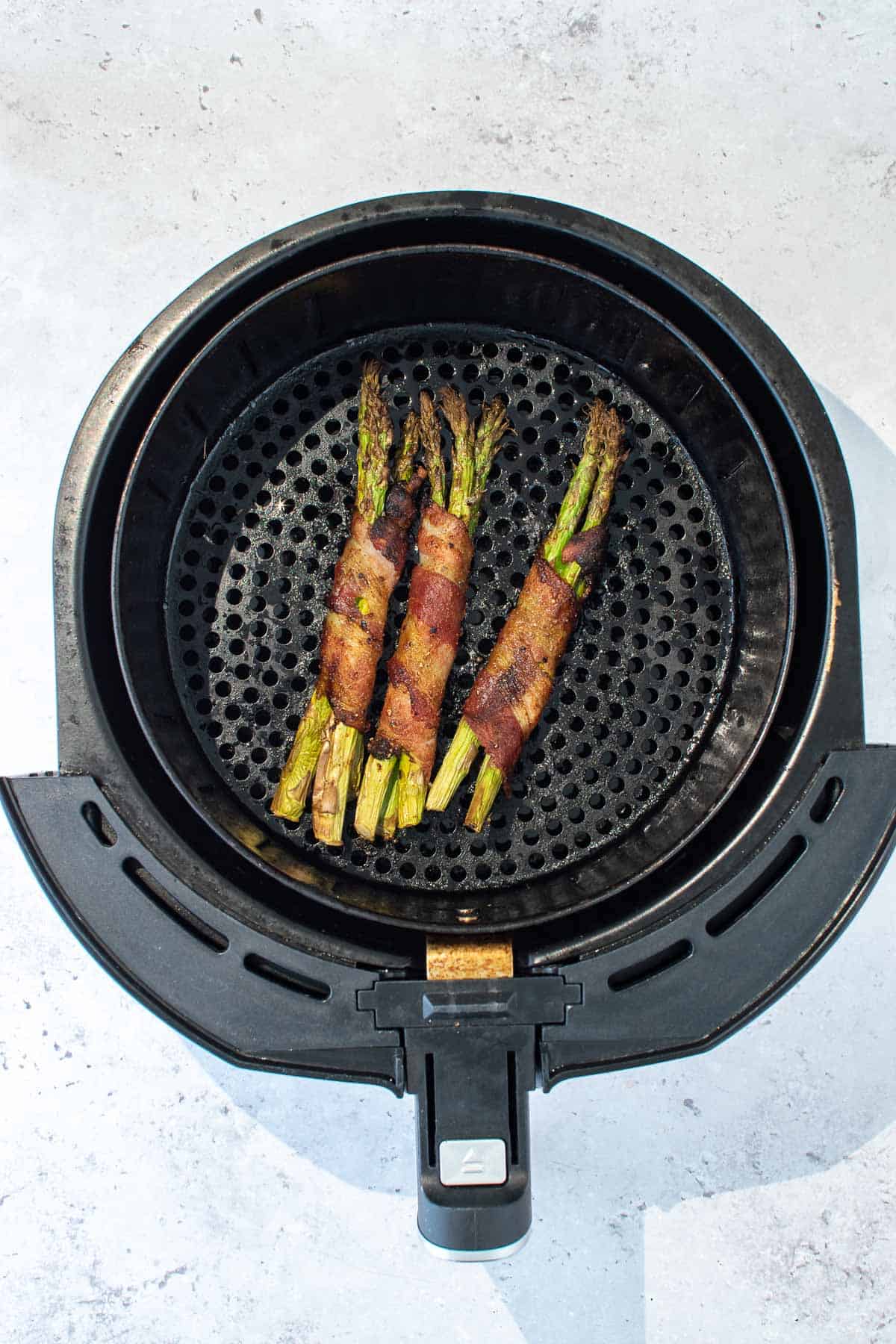 Bacon wrapped asparagus in an air fryer.