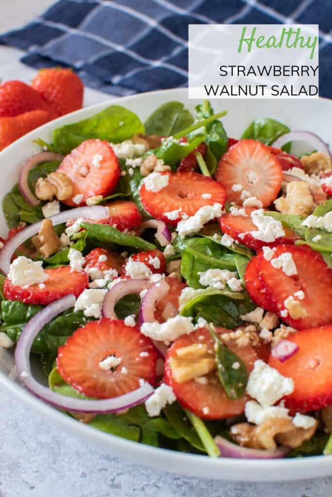 Salad with strawberries, spinach and feta.