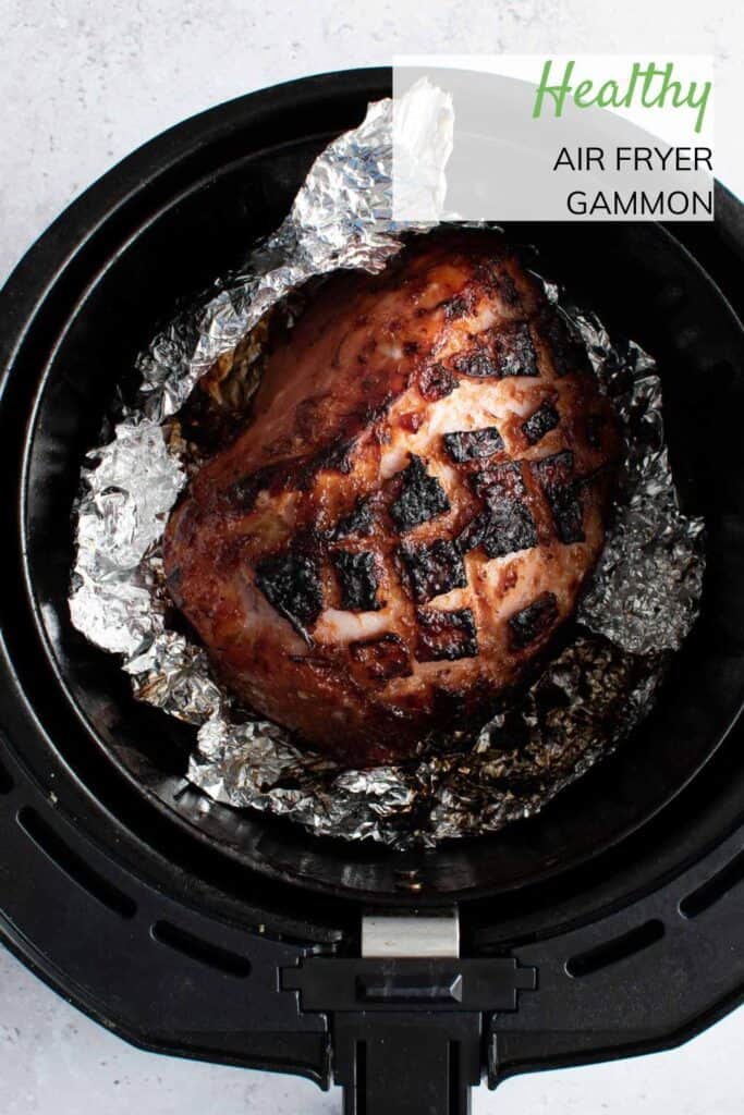 Air fryer gammon wrapped in foil.