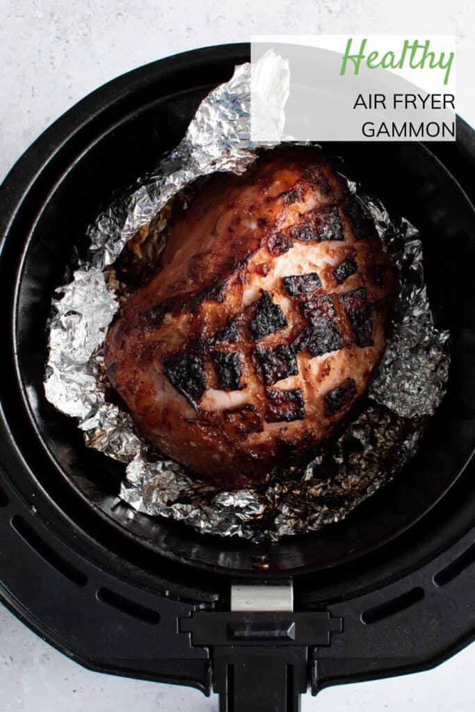 Air fryer gammon wrapped in foil.